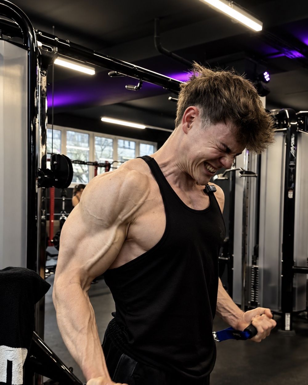 Tobi beim Kabelzug im Gym